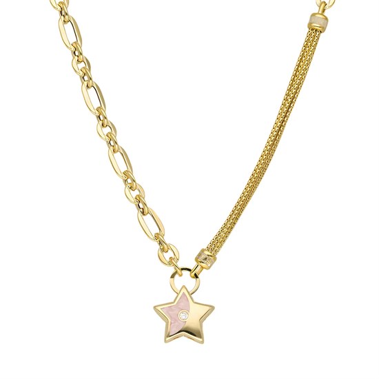 Cetaş Eterna Pembe Mineli Yıldız 14 Ayar Altın Kolye