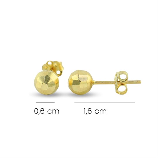 Kesikli Top Küpe Altın 14 Ayar