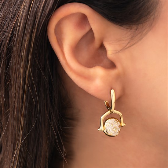 Cetaş Polaris Sedef Mineli 14 Ayar Altın Küpe