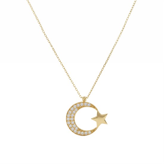 Ay Yıldız Kolye 14 Ayar Altın