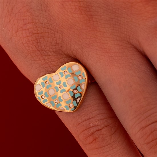 Cetaş Eterna Mineli Taşlı Kalp 14 Ayar Altın Yüzük