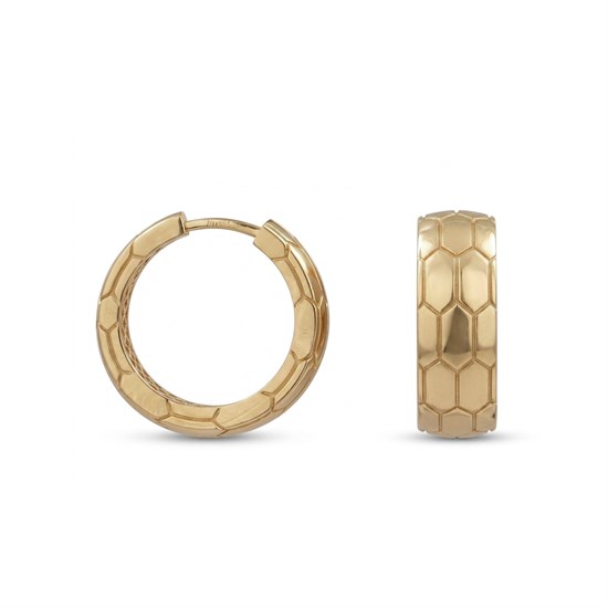 Desenli Halka Küpe 14 Ayar Altın