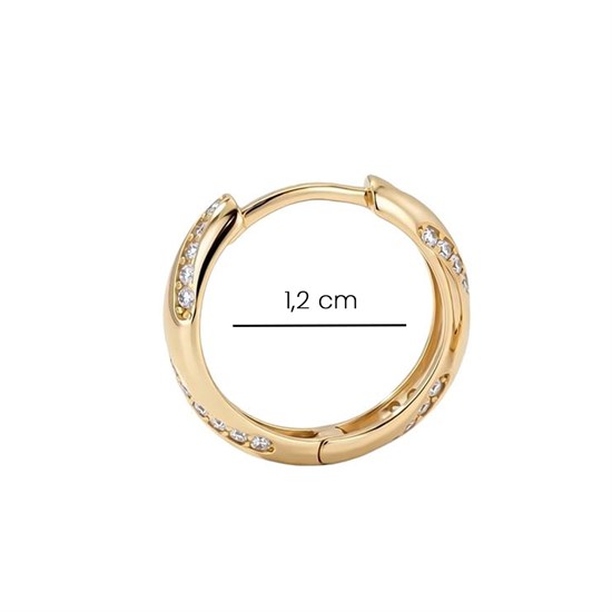 Taşlı Halka Küpe 14 Ayar Altın