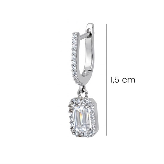 Sallantılı Baget Küpe 14 Ayar Beyaz Altın