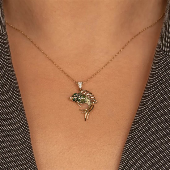 Balık Figürlü Kolye 14 Ayar Altın