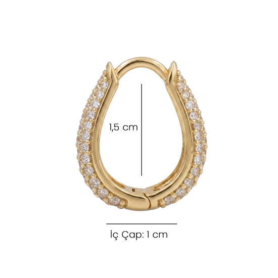 Taşlı Halka Küpe 14 Ayar Altın