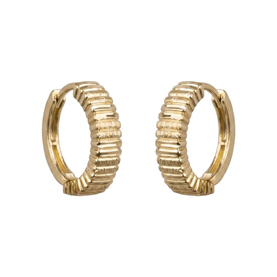 Çizgi Desenli 14 Ayar Altın Küpe