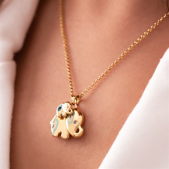 Cetaş Fortuna Altın Kolye Mineli Fil Kolye