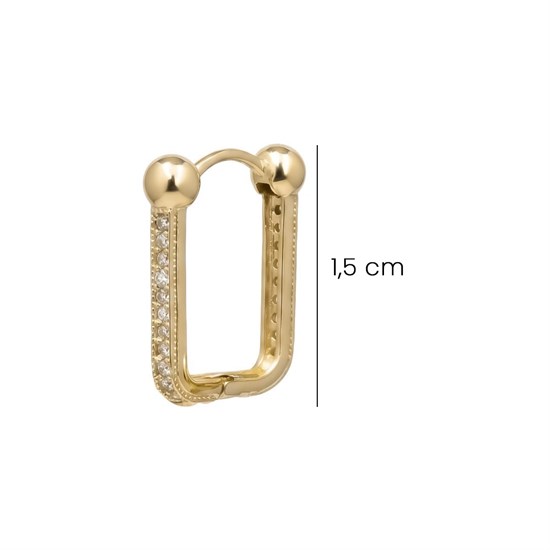 Taşlı Top Detaylı Küpe 14 Ayar Altın