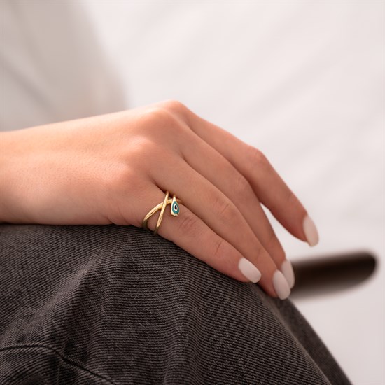 Cetaş Fortuna Nazar Mineli Tasarım 14 Ayar Altın Yüzük