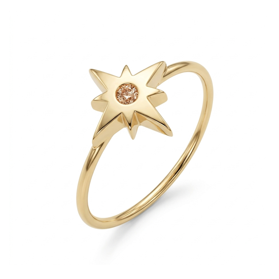 Cetaş Polaris Taşlı Kuzey Yıldızı 14 Ayar Altın Yüzük