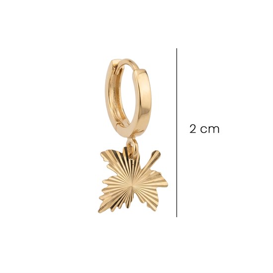 Sallantılı Çınar Yaprağı Küpe 14 Ayar Altın