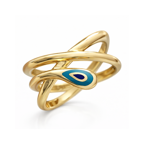 Cetaş Fortuna Nazar Mineli Tasarım 14 Ayar Altın Yüzük