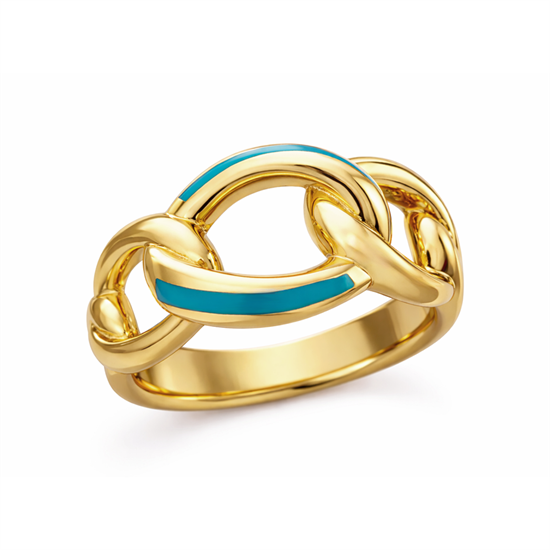 Cetaş Minima Mavi Mineli 14 Ayar Altın Yüzük