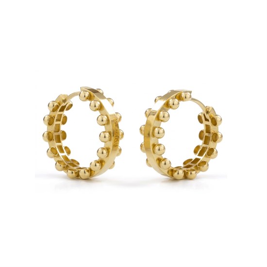 Kenarları Toplu Halka Küpe 14 Ayar Altın