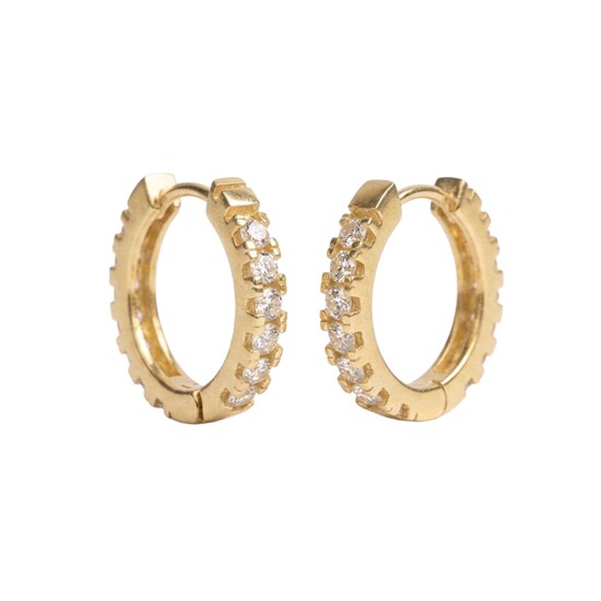 Taşlı Halka Küpe 14 Ayar Altın