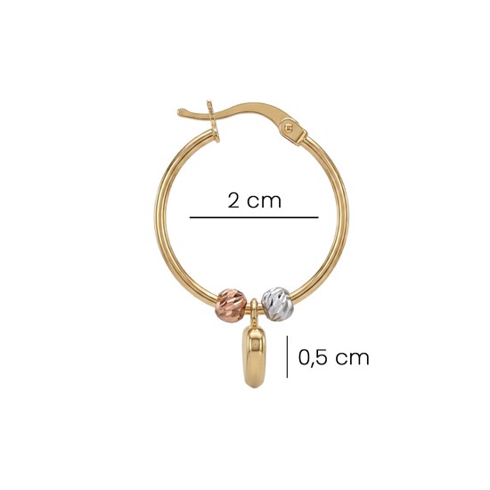 Sallantılı Dorikalı Kalp Küpe 14 Ayar Altın