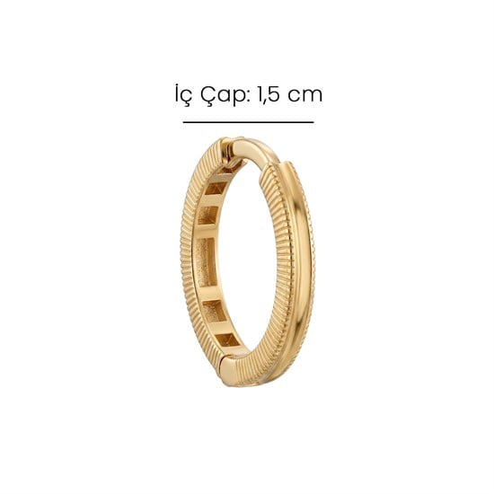 Altın 14 Ayar Halka Desenli Küpe 1,5 Cm