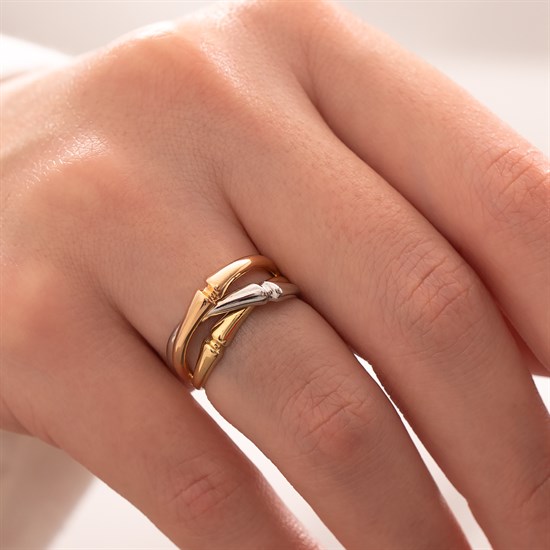 Cetaş Tasarım Üç Renkli 14 Ayar Altın Yüzük