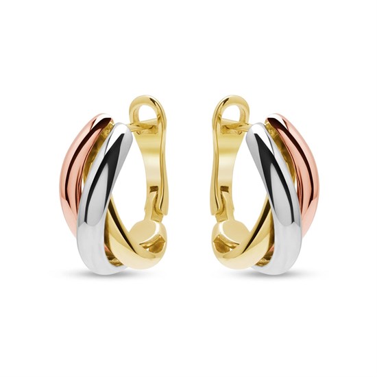 Cetaş Üç Renk Tasarım 14 Ayar Altın Küpe