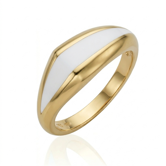 Cetaş Beyaz Mineli 14 Ayar Altın Yüzük