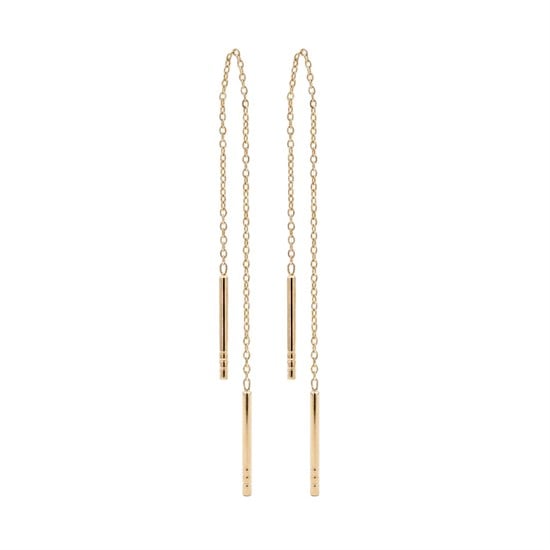 Sallantılı Çizgi Model 14 Ayar Altın Küpe 4,5 Cm