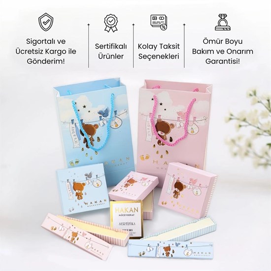 Renkli Mineli Çiçekli Klips Kilitli Küpe 14 Ayar Altın