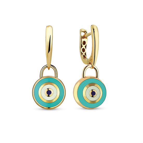 Cetaş Bir Dilek Tut Nazar Mineli 14 Ayar Altın Küpe