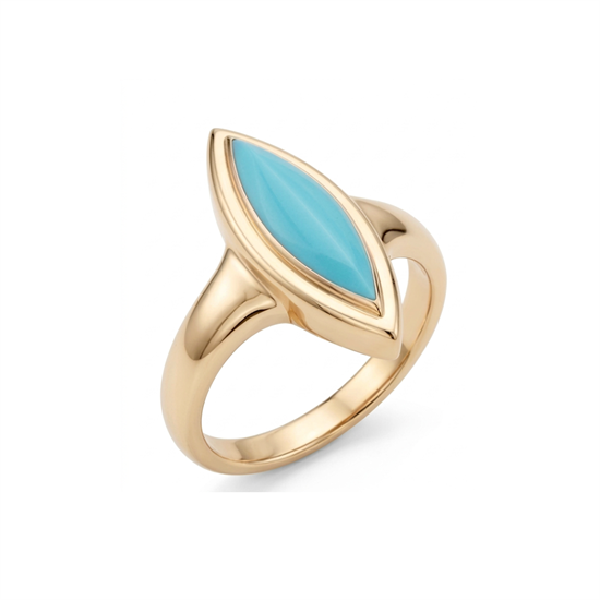 Cetaş Firuze Mineli 14 Ayar Altın Yüzük