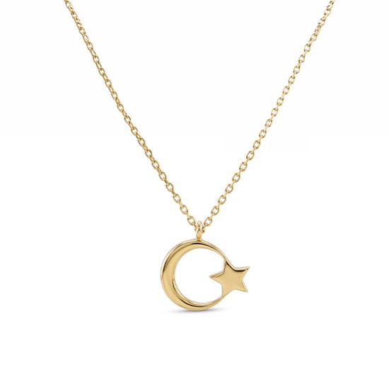 Ay Yıldız Kolye 14 Ayar Altın
