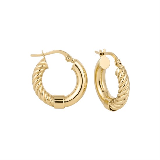 Dokulu 14 Ayar Altın Halka Küpe