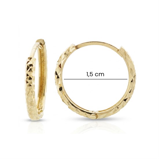 Kalemli Halka Küpe 14 Ayar Altın 1,5 Cm