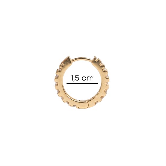 Taşlı Halka Küpe 14 Ayar Altın