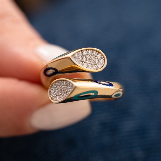 Cetaş Fortuna Nazar Mineli Taşlı 14 Ayar Altın Yüzük