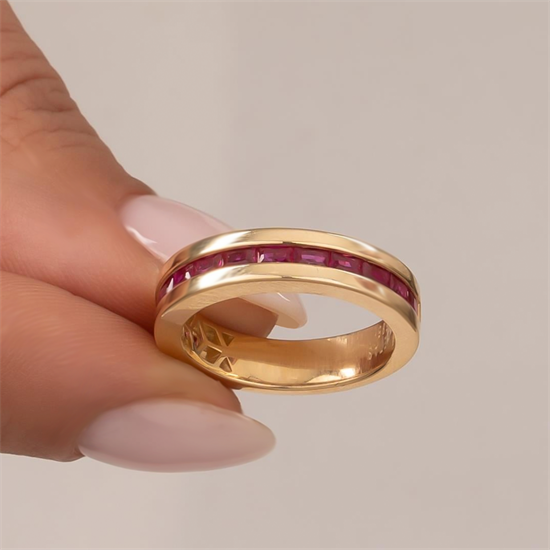 Cetaş Pembe Taşlı 14 Ayar Altın Yüzük