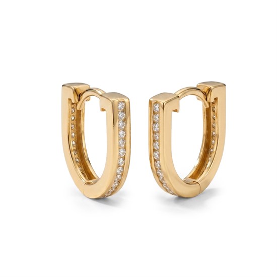 14 Ayar Taşlı Halka Küpe Altın