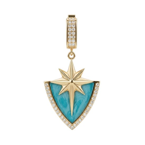 Kuzey Yıldızı Turkuaz Mineli 14 Ayar Altın Kolye Ucu