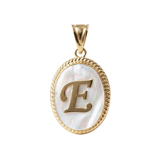 E Harfi Sedefli 14 Ayar Altın Kolye Ucu