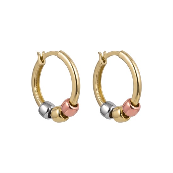 3 Renk Detaylı 14 Ayar Küpe 1,5 cm