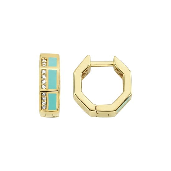 Cetaş Minima Altın Küpe Turkuaz Mineli 14 Ayar