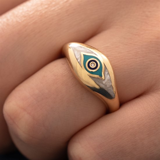 Cetaş Nazar Mineli 14 Ayar Altın Yüzük