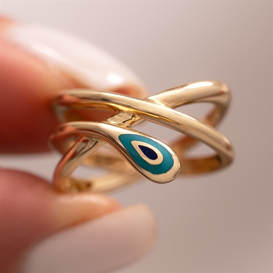 Cetaş Fortuna Nazar Mineli Tasarım 14 Ayar Altın Yüzük