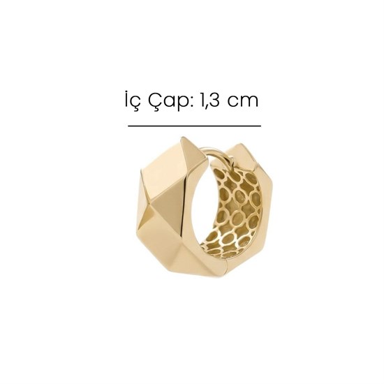 Geometrik Desen 14 Ayar Altın Küpe