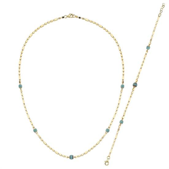 Altın Firuze Taşlı Set