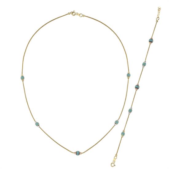 Altın Firuze Taşlı Set