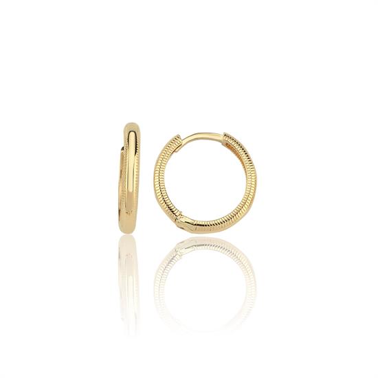 Altın 14 Ayar Halka Desenli Küpe