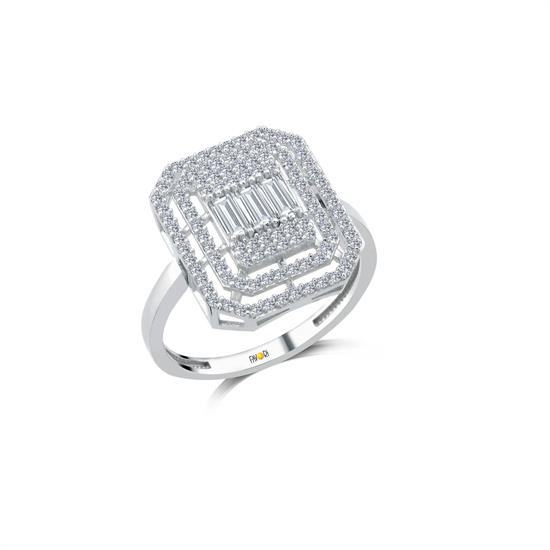 Taşlı Altın Baget Yüzük 14 Ayar