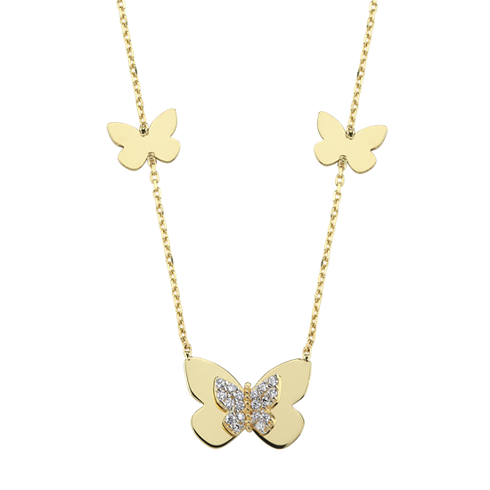 14 Ayar Altın Kelebek Kolye
