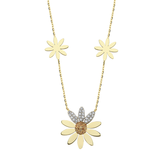 14 Ayar Altın Papatya Kolye