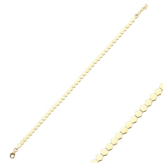 Altıgen Sade 14 Ayar Altın Bileklik